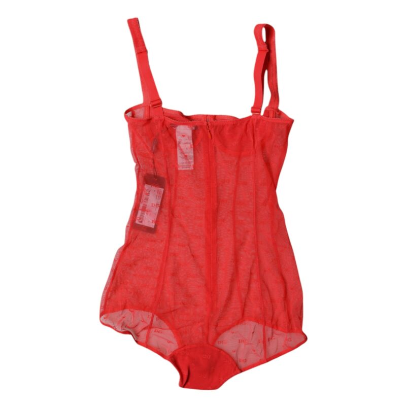 Dolce & Gabbana Red Tulle Balconette Bra Bodysuit Underwear - Image 5