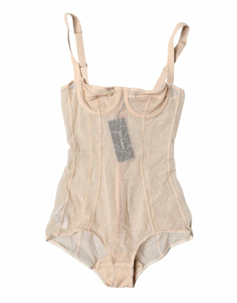 Dolce & Gabbana Beige Tulle Balconette Bra Bodysuit Underwear - Image 2