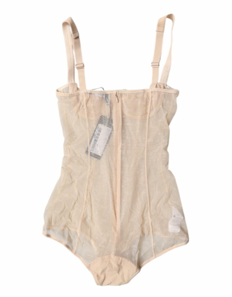 Dolce & Gabbana Beige Tulle Balconette Bra Bodysuit Underwear - Image 4