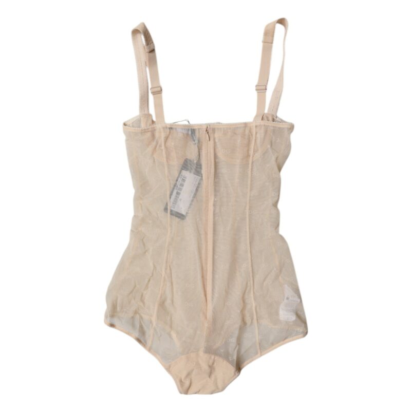 Dolce & Gabbana Beige Tulle Balconette Bra Bodysuit Underwear - Image 5