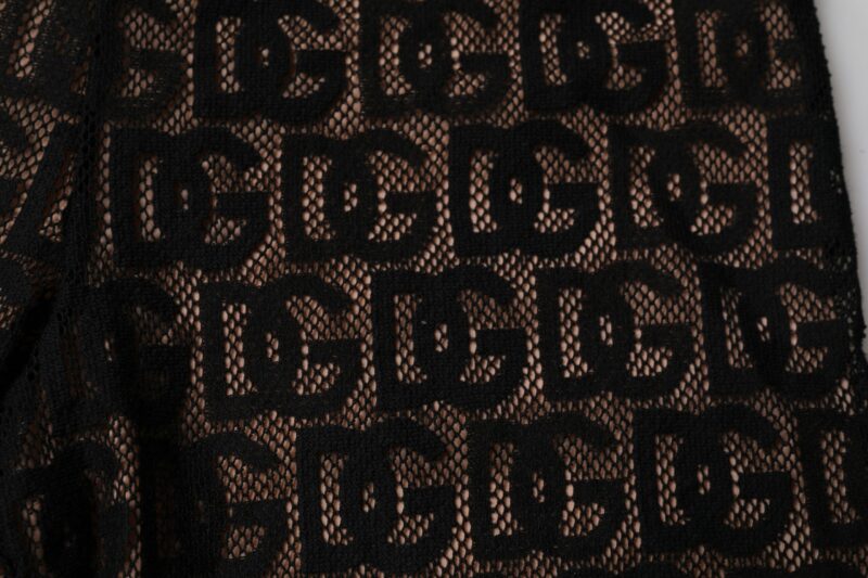Dolce & Gabbana Black Logo Monogram Cropped Tights Underwear - Image 6