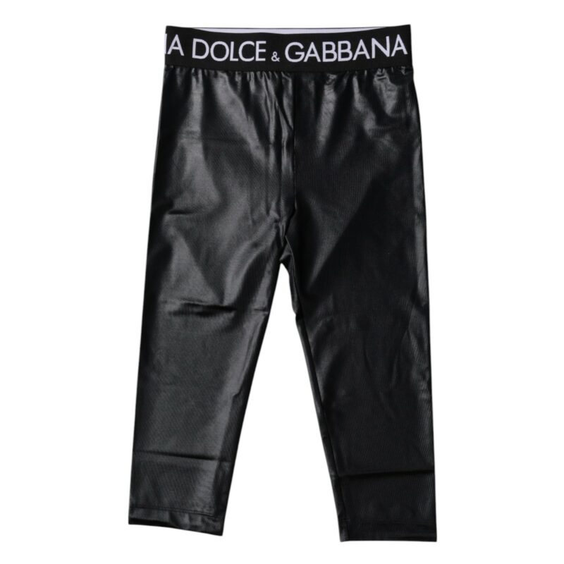 Dolce & Gabbana Black Logo Nylon Cropped Tights Pants Underwear - Image 3