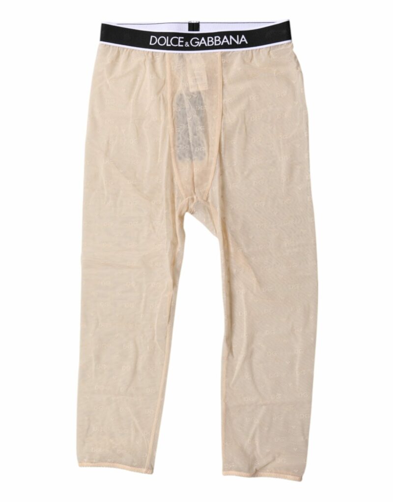 Dolce & Gabbana Beige DG Logo Nylon Cropped Tights Underwear - Image 2