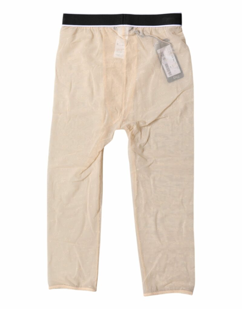 Dolce & Gabbana Beige DG Logo Nylon Cropped Tights Underwear - Image 4