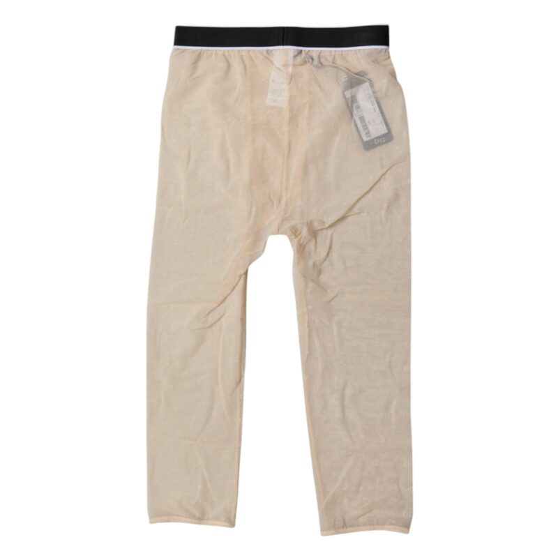 Dolce & Gabbana Beige DG Logo Nylon Cropped Tights Underwear - Image 5