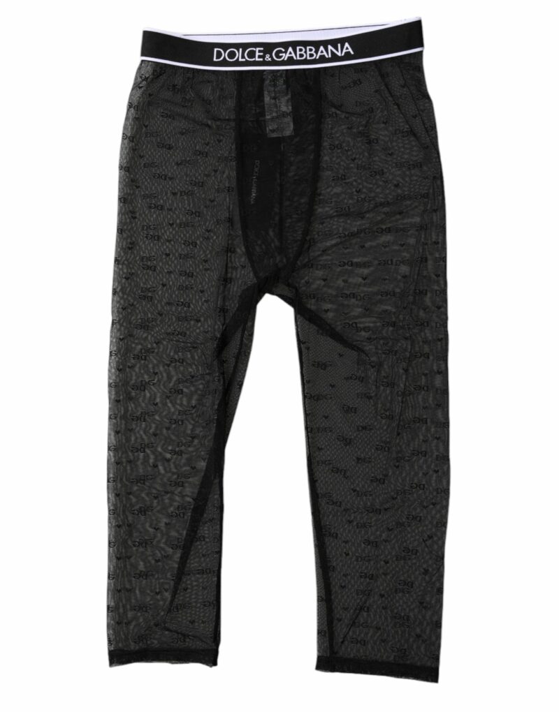 Dolce & Gabbana Black DG Logo Nylon Cropped Tights Underwear - Image 2