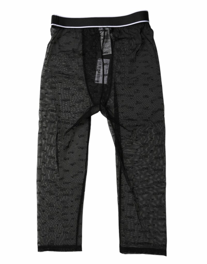 Dolce & Gabbana Black DG Logo Nylon Cropped Tights Underwear - Image 4