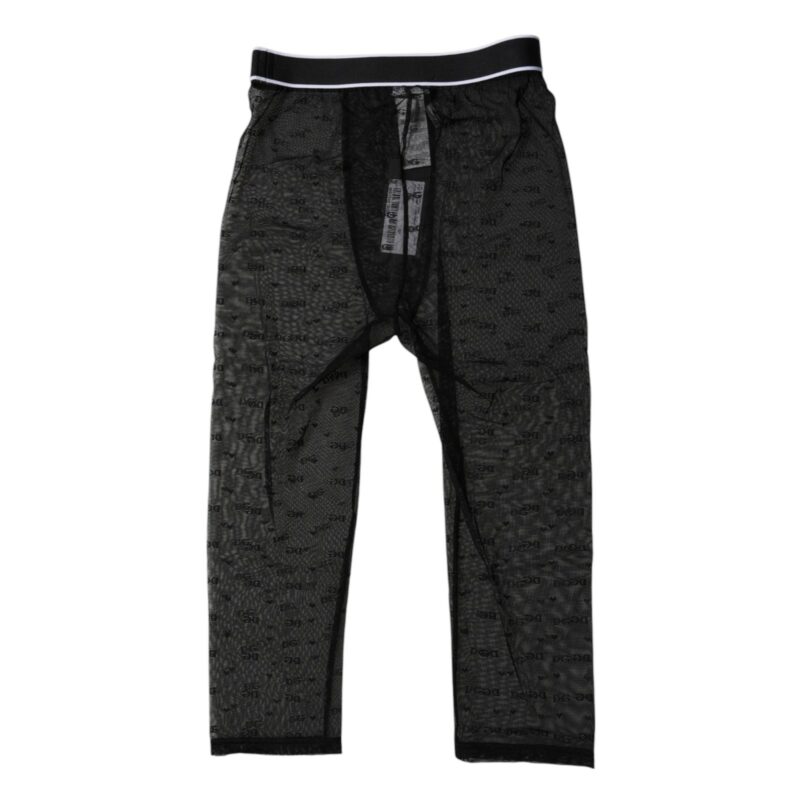 Dolce & Gabbana Black DG Logo Nylon Cropped Tights Underwear - Image 5
