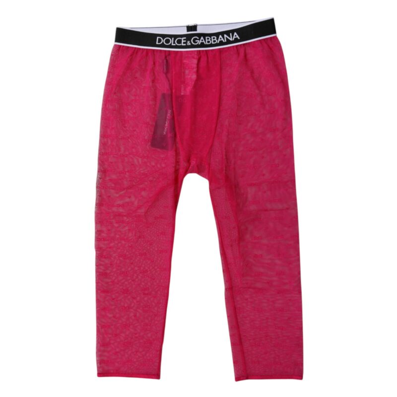 Dolce & Gabbana Fuchsia DG Logo Nylon Cropped Tights Underwear - Image 3
