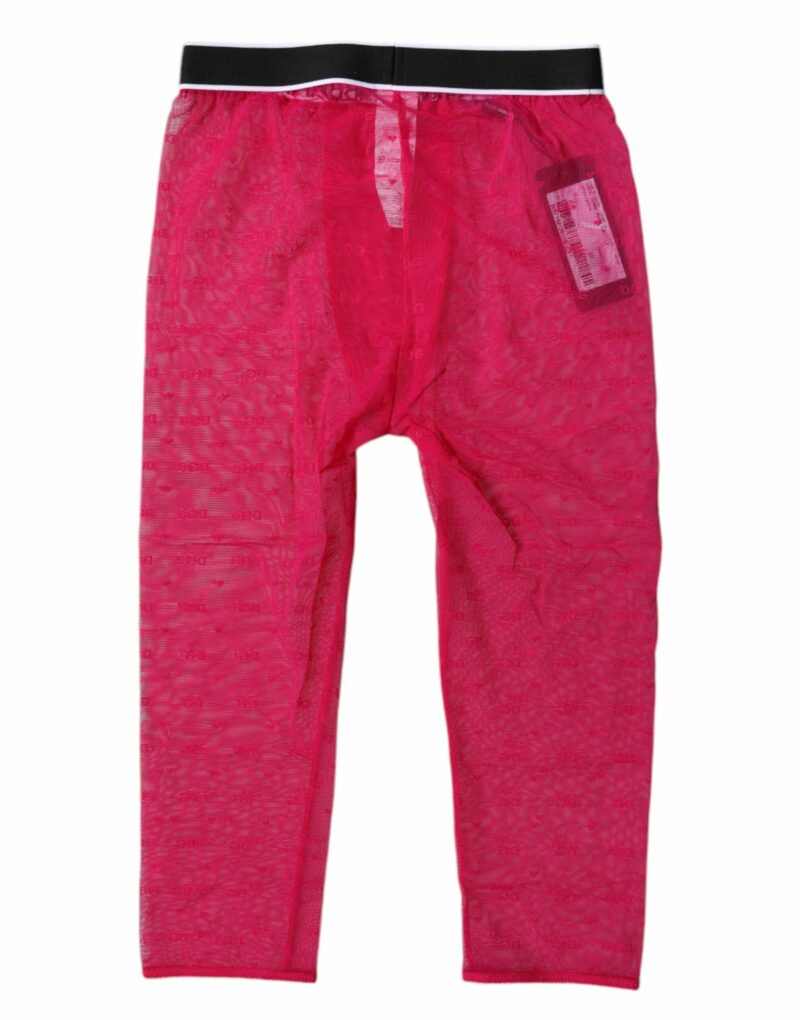Dolce & Gabbana Fuchsia DG Logo Nylon Cropped Tights Underwear - Image 4