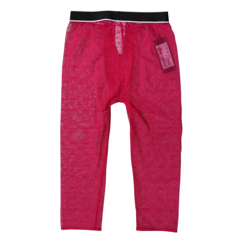 Dolce & Gabbana Fuchsia DG Logo Nylon Cropped Tights Underwear - Image 5