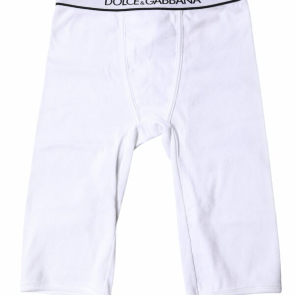 Dolce & Gabbana White Logo Cotton Cropped Tights Underwear