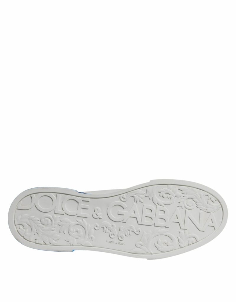 Dolce & Gabbana White Blue Leather Logo Low Top Sneakers Shoes - Image 7