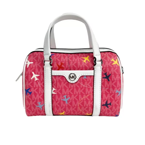 Michael Kors Small Leather Duffle Crossbody Bag Travel Edition Dragon Fruit