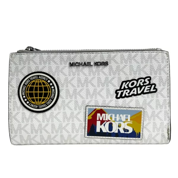 Michael Kors Jet Set Travel Double Zip Wristlet Wallet White