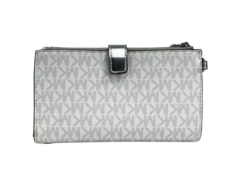 Michael Kors Jet Set Travel Double Zip Wristlet Wallet White - Image 2