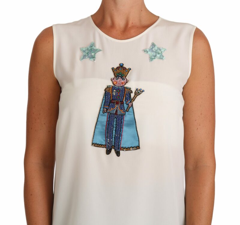 Dolce & Gabbana Enchanted Sequined Silk Sleeveless Top - Image 3