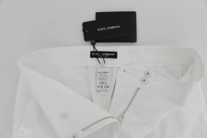 Dolce & Gabbana Elegant White Floral Cutout Dress Pants - Image 5