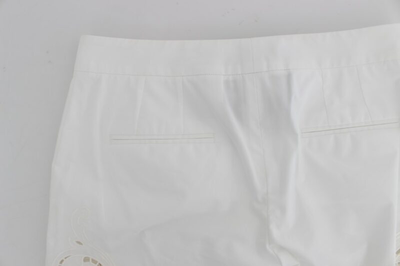 Dolce & Gabbana Elegant White Floral Cutout Dress Pants - Image 7