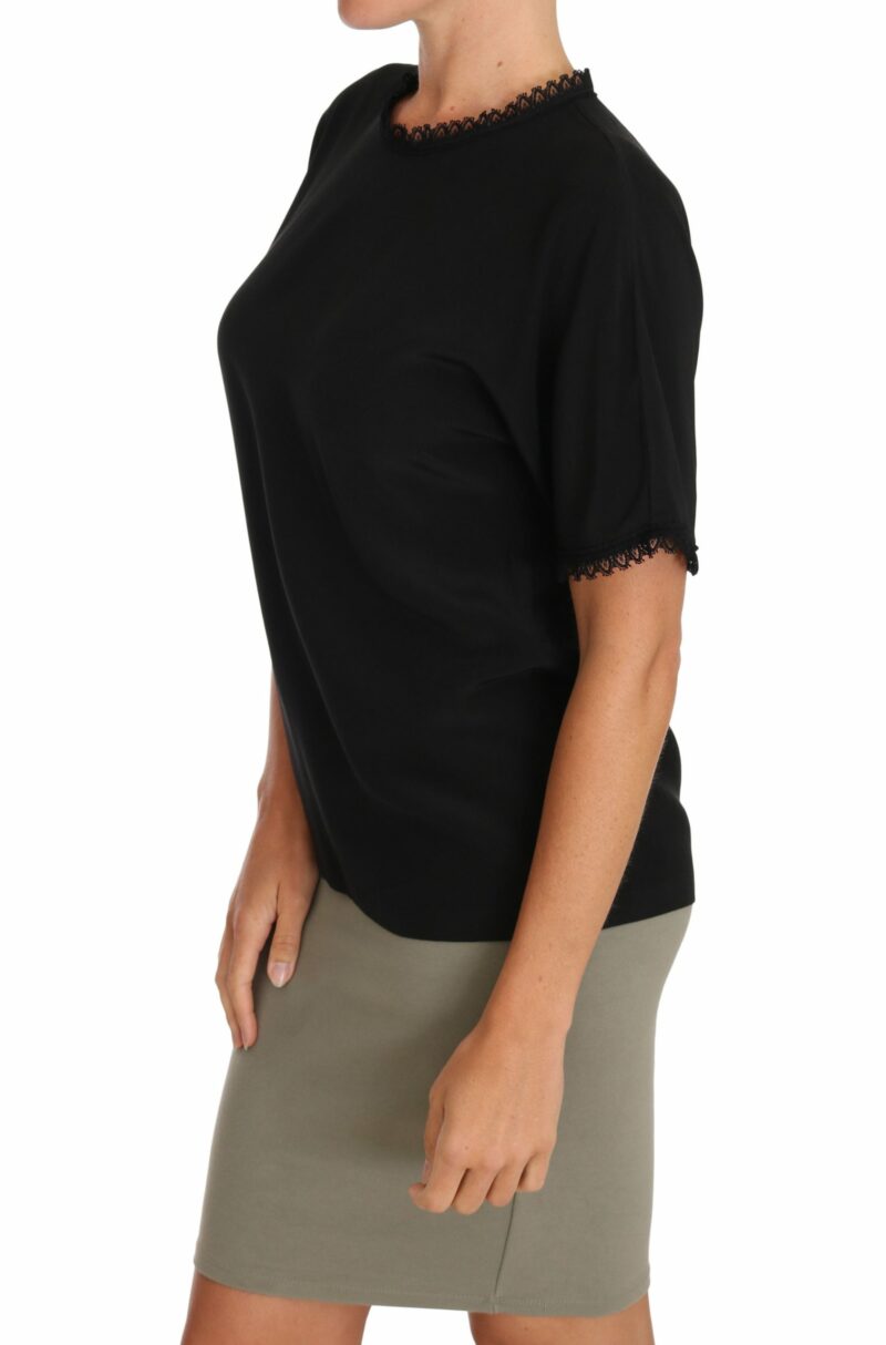 Dolce & Gabbana Elegant Lace Detailed Silk Blouse - Image 4