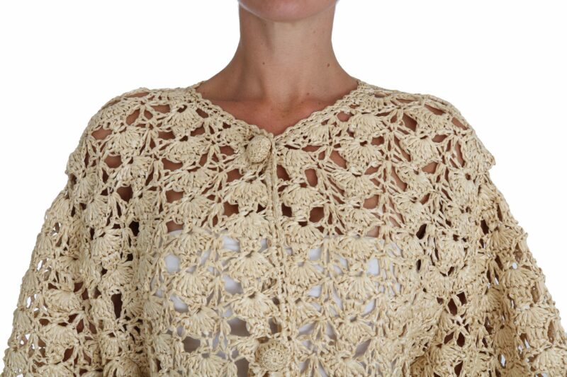 Dolce & Gabbana Chic Beige Crochet Raffia Cardigan - Image 2