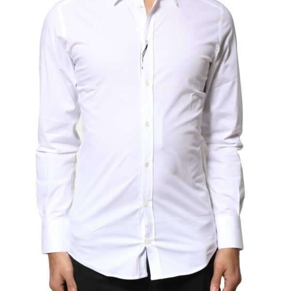 Dolce & Gabbana White GOLD Cotton Long Sleeves Dress Shirt