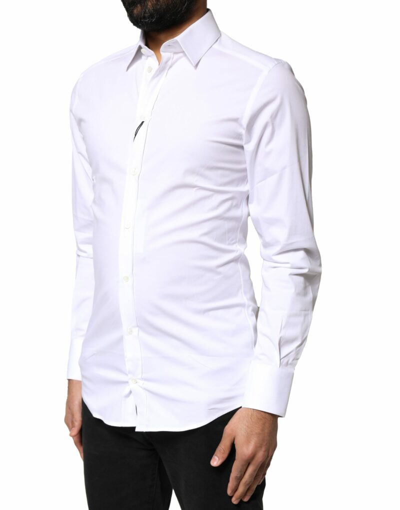 Dolce & Gabbana White GOLD Cotton Long Sleeves Dress Shirt - Image 2