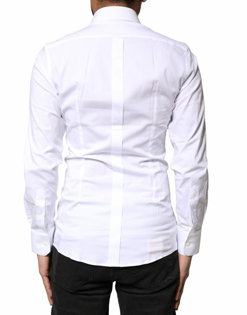 Dolce & Gabbana White GOLD Cotton Long Sleeves Dress Shirt - Image 3
