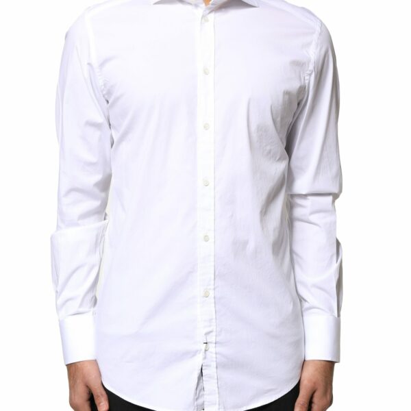Dolce & Gabbana White GOLD Cotton Long Sleeves Dress Shirt