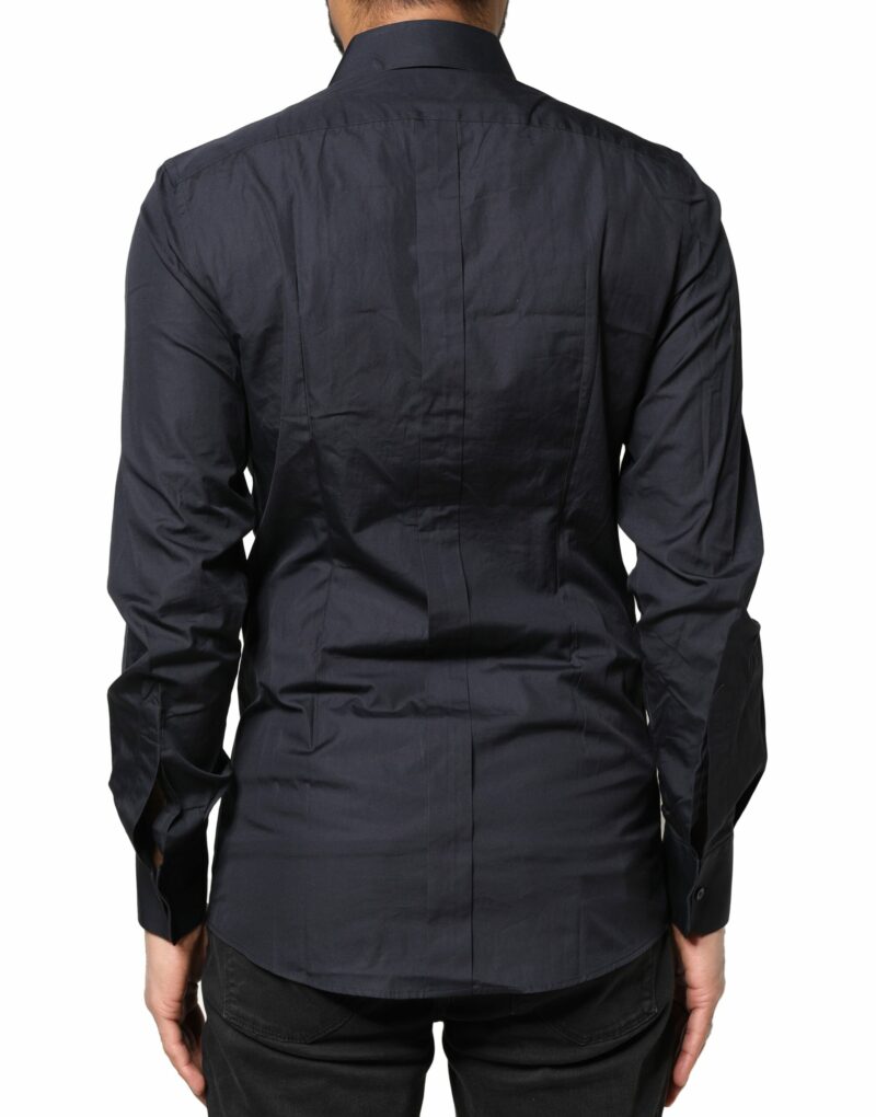 Dolce & Gabbana Dark Blue GOLD Cotton Long Sleeves Dress Shirt - Image 4