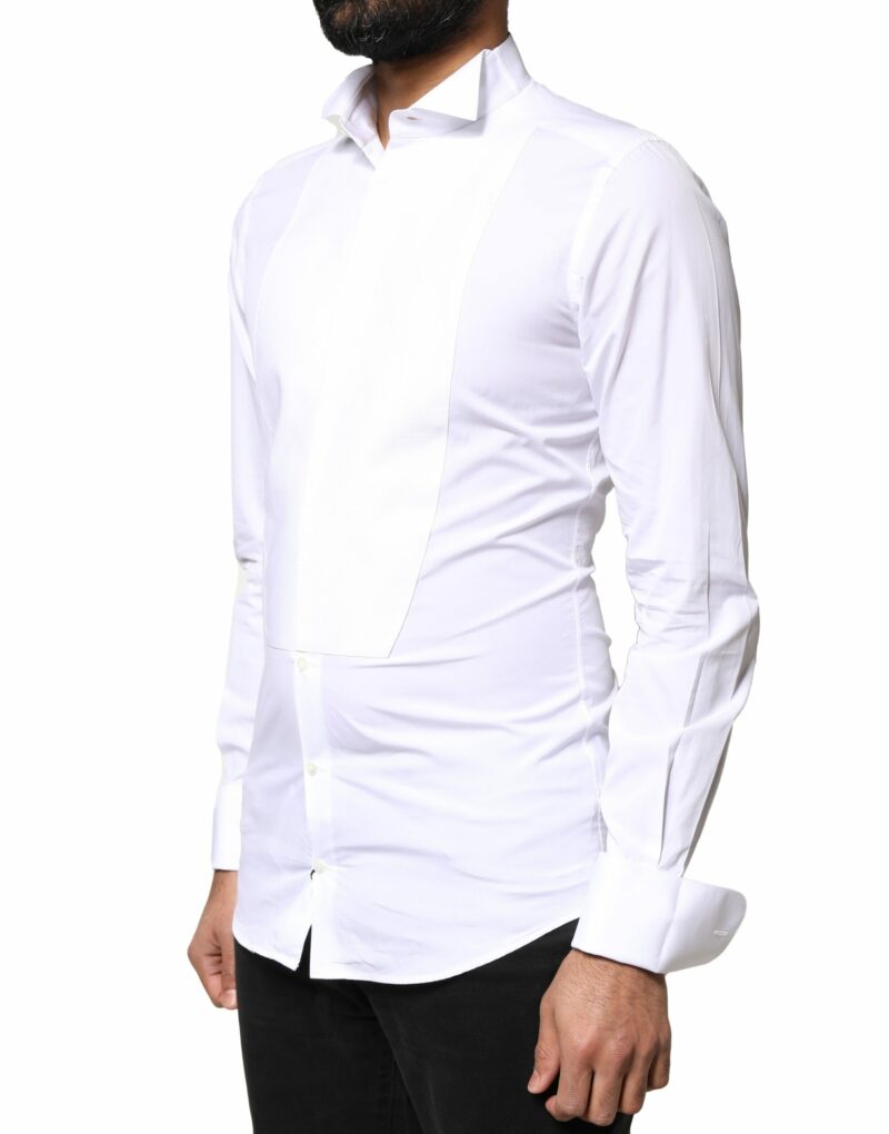 Dolce & Gabbana White GOLD Cotton Poplin Bib Formal Men Dress Shirt - Image 2