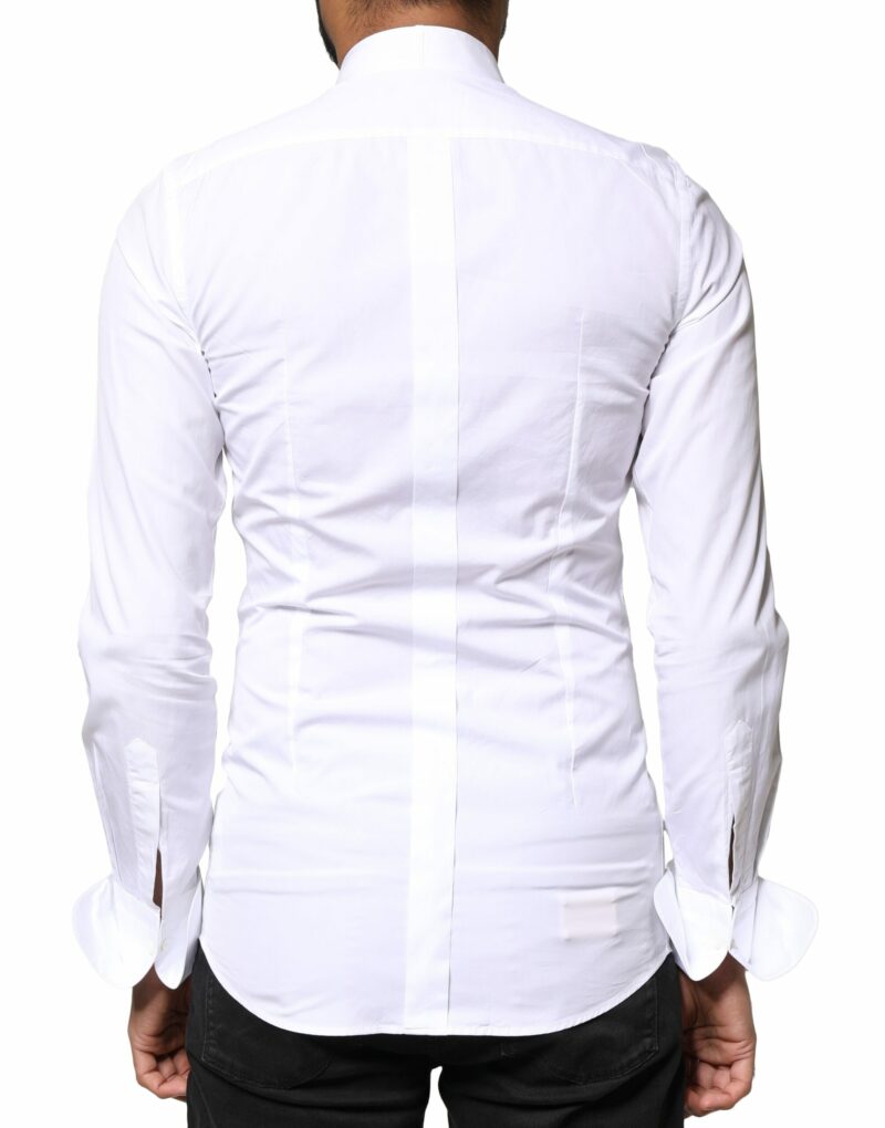 Dolce & Gabbana White GOLD Cotton Poplin Bib Formal Men Dress Shirt - Image 3