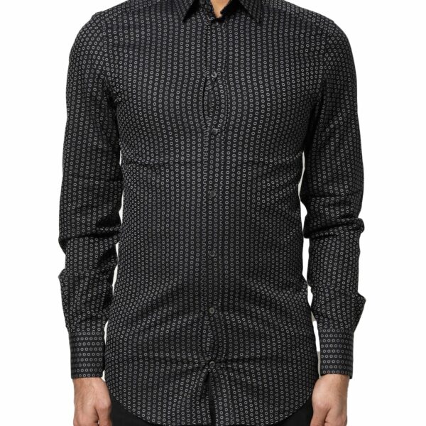 Dolce & Gabbana Black GOLD Patterned Cotton Men Dress Shirt