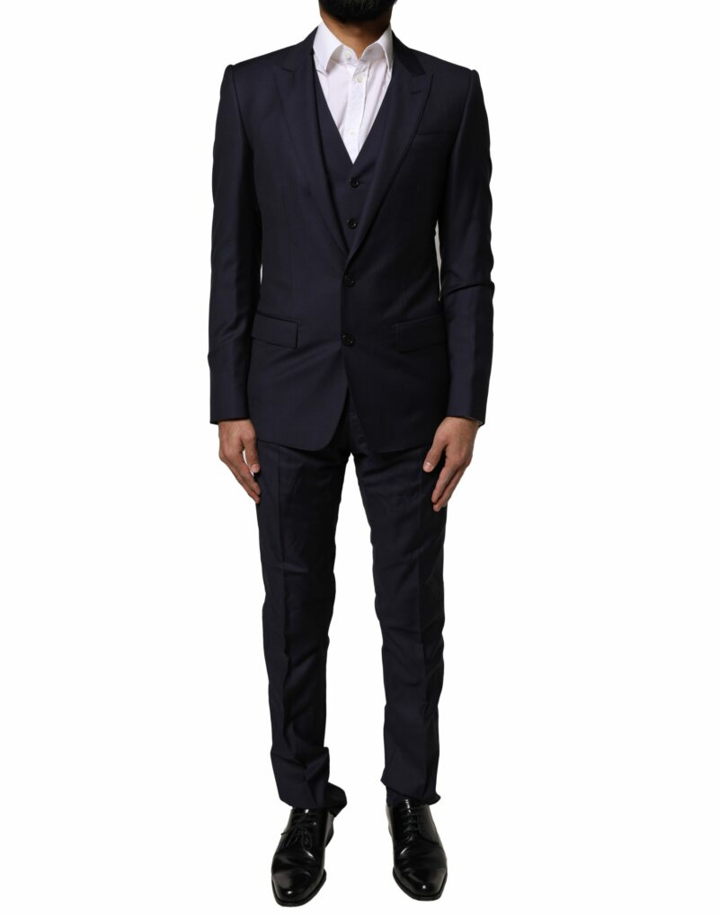Dolce & Gabbana Blue MARTINI Wool 3 Piece Formal Men Suit - Image 2