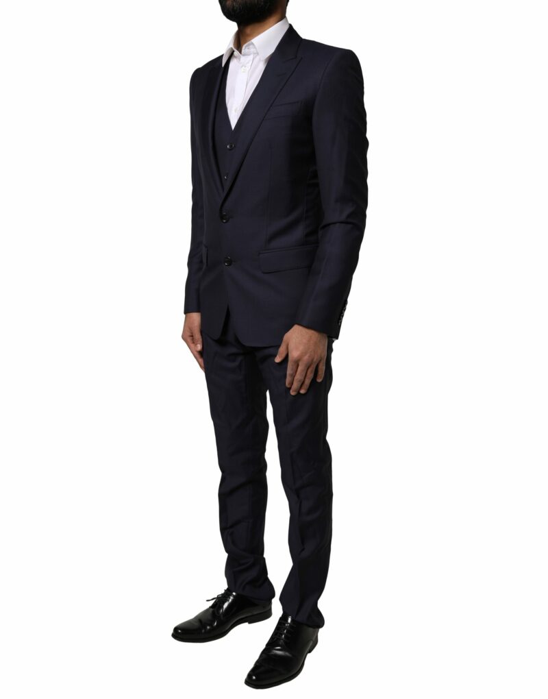 Dolce & Gabbana Blue MARTINI Wool 3 Piece Formal Men Suit - Image 3