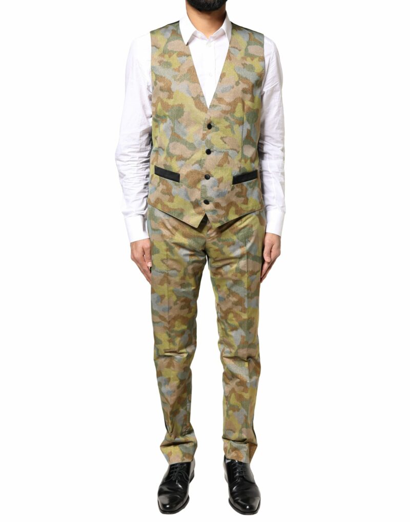 Dolce & Gabbana Multicolor Camouflage SICILIA 3 Piece Suit - Image 5