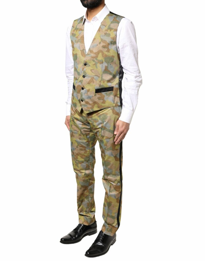 Dolce & Gabbana Multicolor Camouflage SICILIA 3 Piece Suit - Image 6