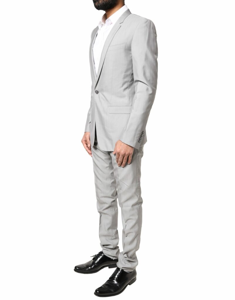 Dolce & Gabbana Light Gray Wool GOLD 2 Piece Formal Suit - Image 3