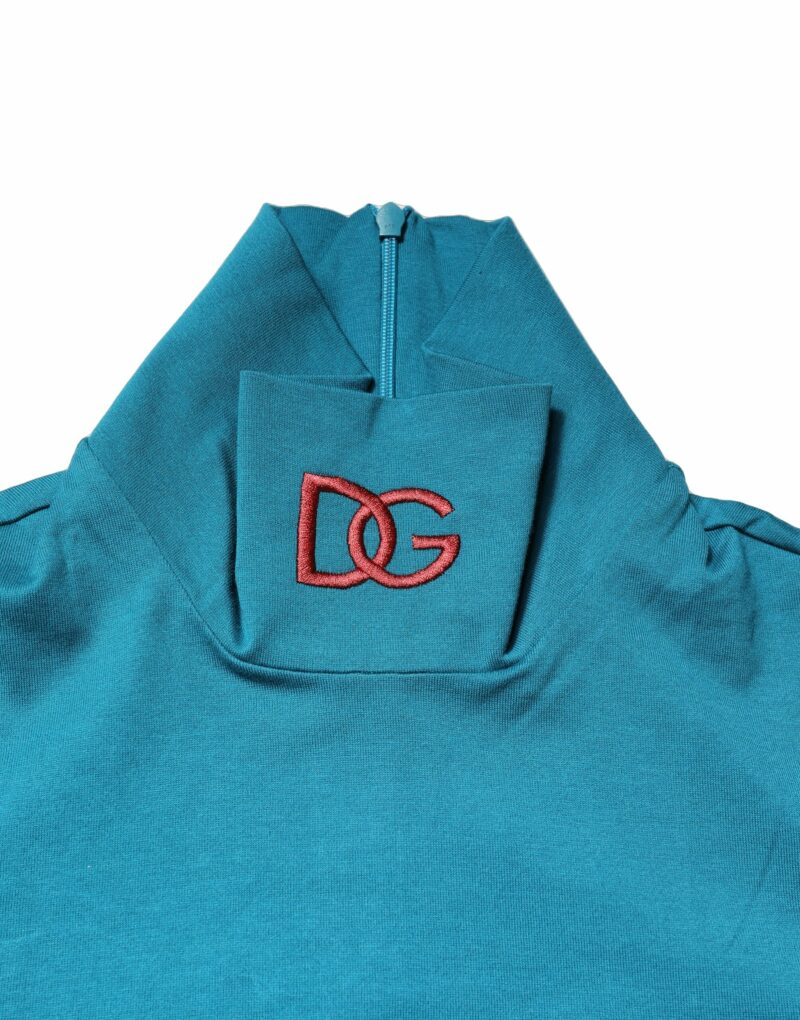 Dolce & Gabbana Blue Cotton Turtleneck Long Sleeves Sweater - Image 5