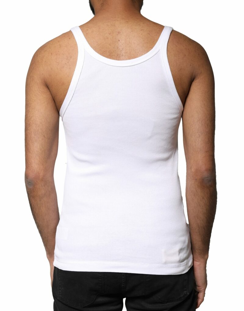 Dolce & Gabbana White Cotton DG Sleeveless Men Tank T-shirt - Image 4