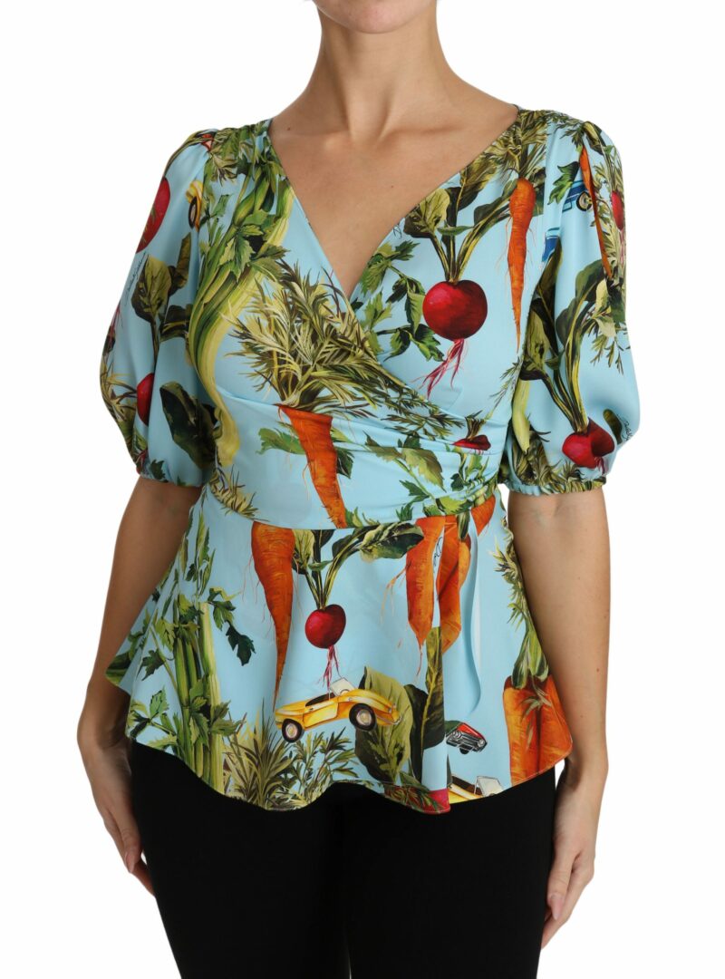 Dolce & Gabbana Vegetable Print Silk Top Extravaganza - Image 5