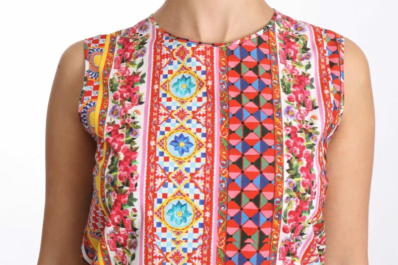 Dolce & Gabbana Carretto Print Pure Cotton Tank Top - Image 3