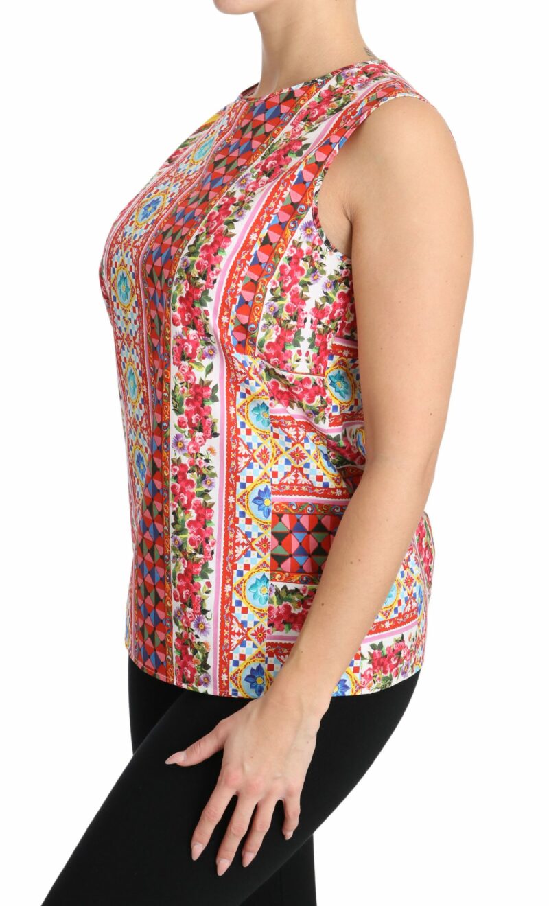 Dolce & Gabbana Carretto Print Pure Cotton Tank Top - Image 6