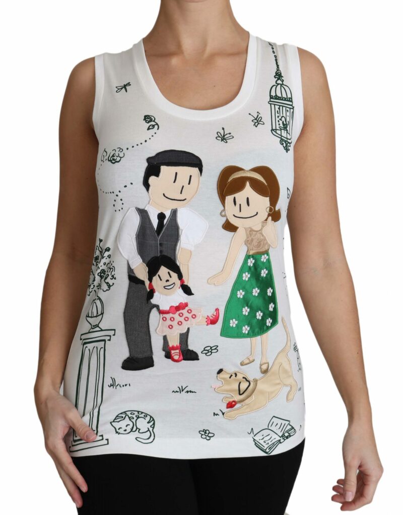 Dolce & Gabbana Elegant White Sleeveless Cotton Silk Shirt - Image 4