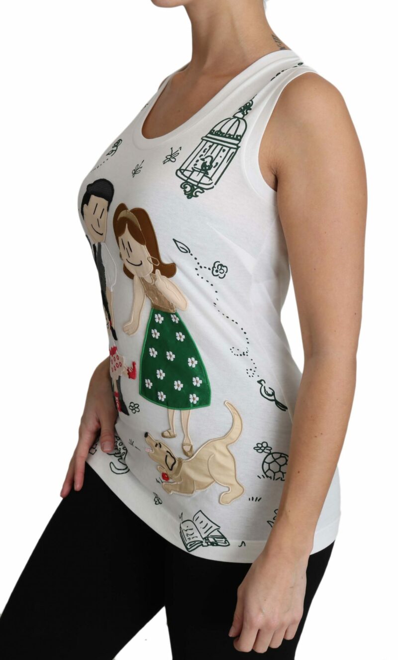 Dolce & Gabbana Elegant White Sleeveless Cotton Silk Shirt - Image 6