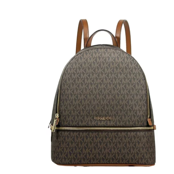 Michael Kors Rhea Medium PVC Backpack Bookbag Brown