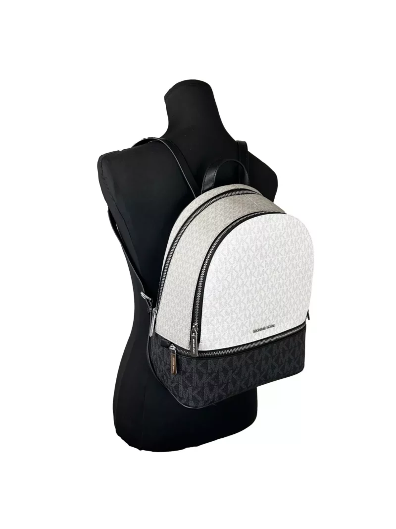 Michael Kors Rhea Medium PVC Backpack Bookbag Optic White Multi - Image 3