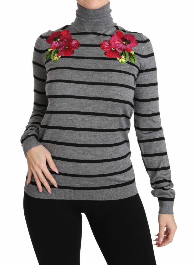 Dolce & Gabbana Elegant Embroidered Cashmere-Silk Sweater - Image 4