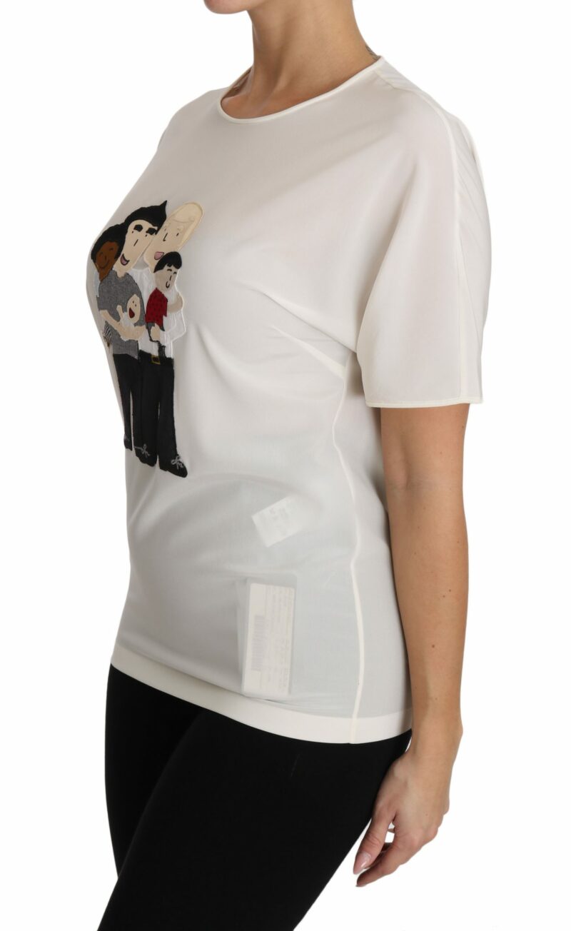 Dolce & Gabbana Elegant Silk Crewneck Blouse with Applique - Image 2