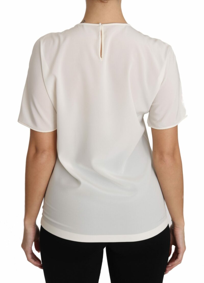 Dolce & Gabbana Elegant Silk Crewneck Blouse with Applique - Image 3